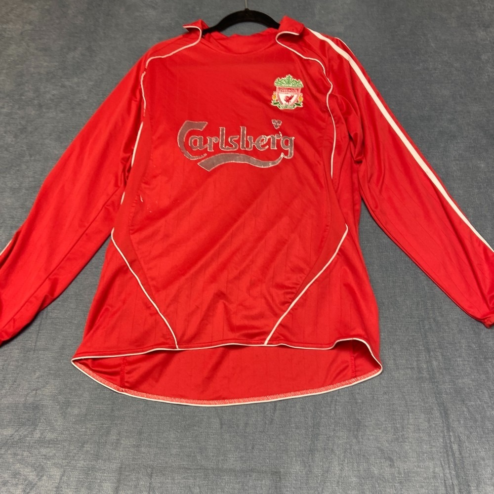 Liverpool FC Carlsberg #19 Jersey Mens Small Red White Performance Athletic Wear